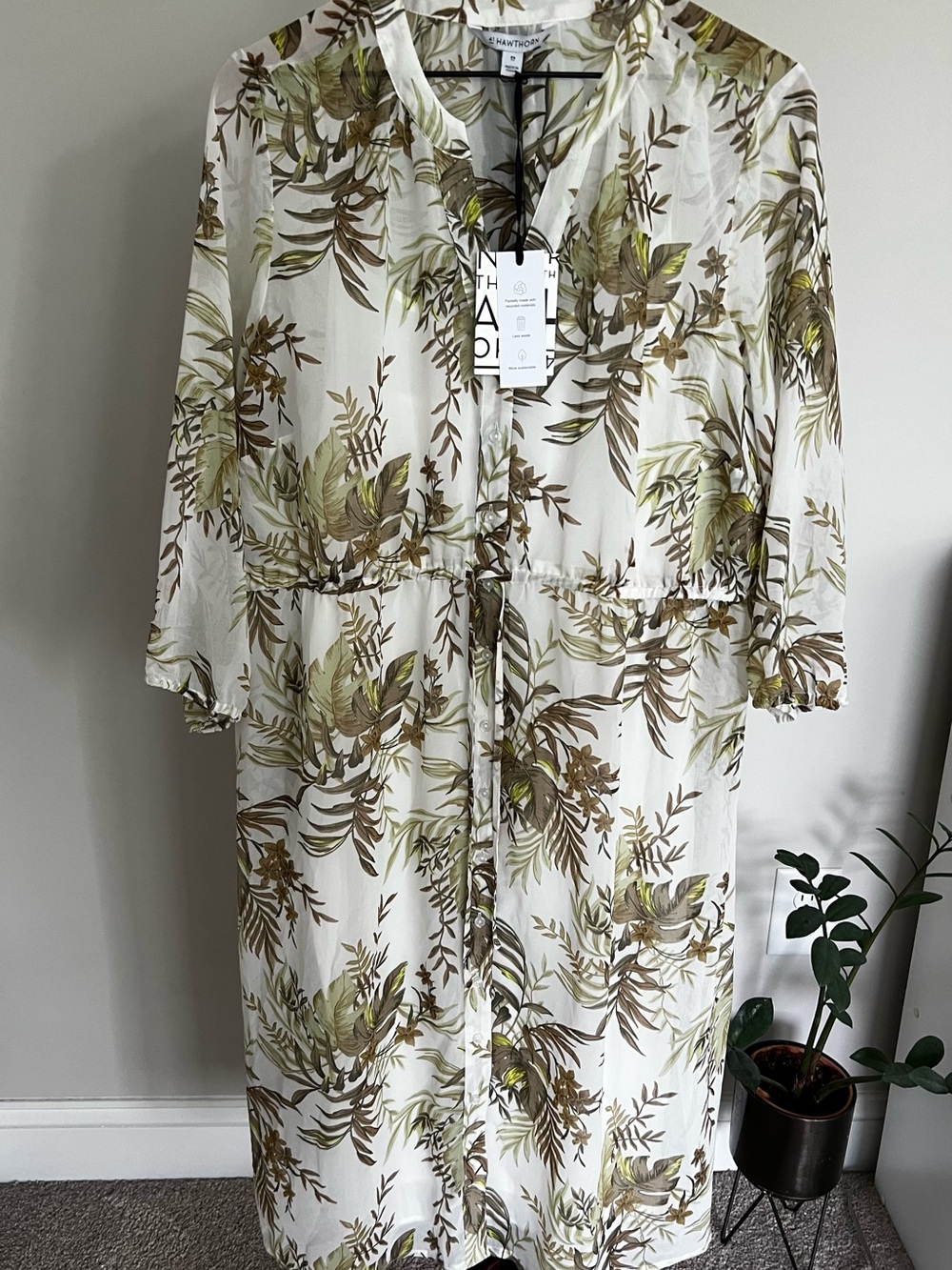 41 Hawthorn Floral Midi Dress Size 2X White Green NWT Stitch Fix